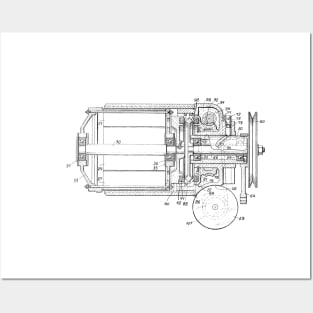 Driving Arrangements for Sewing Machine Vintage Patent Hand Drawing Posters and Art